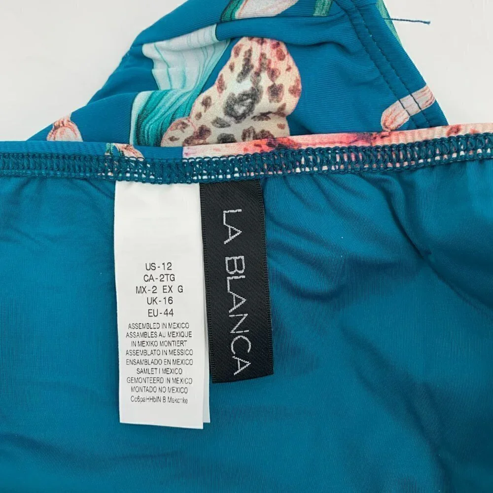 La Blanca Flyaway Orchid Side Ruched Hipster Bikini Bottoms swim blue new 14